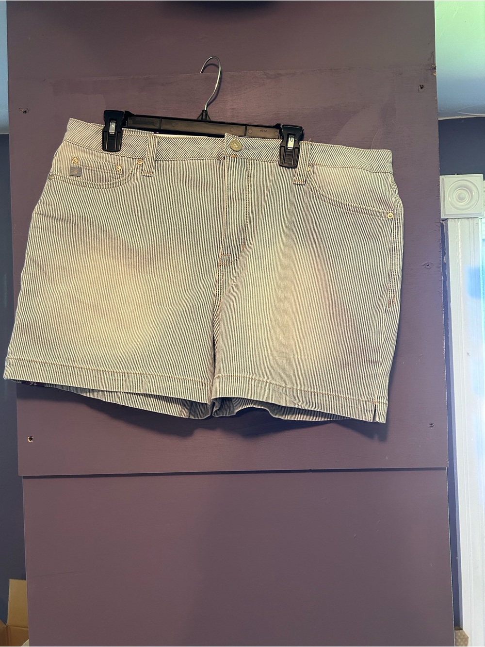 Seven 7 white and blue striped high rise shorts size 16 l